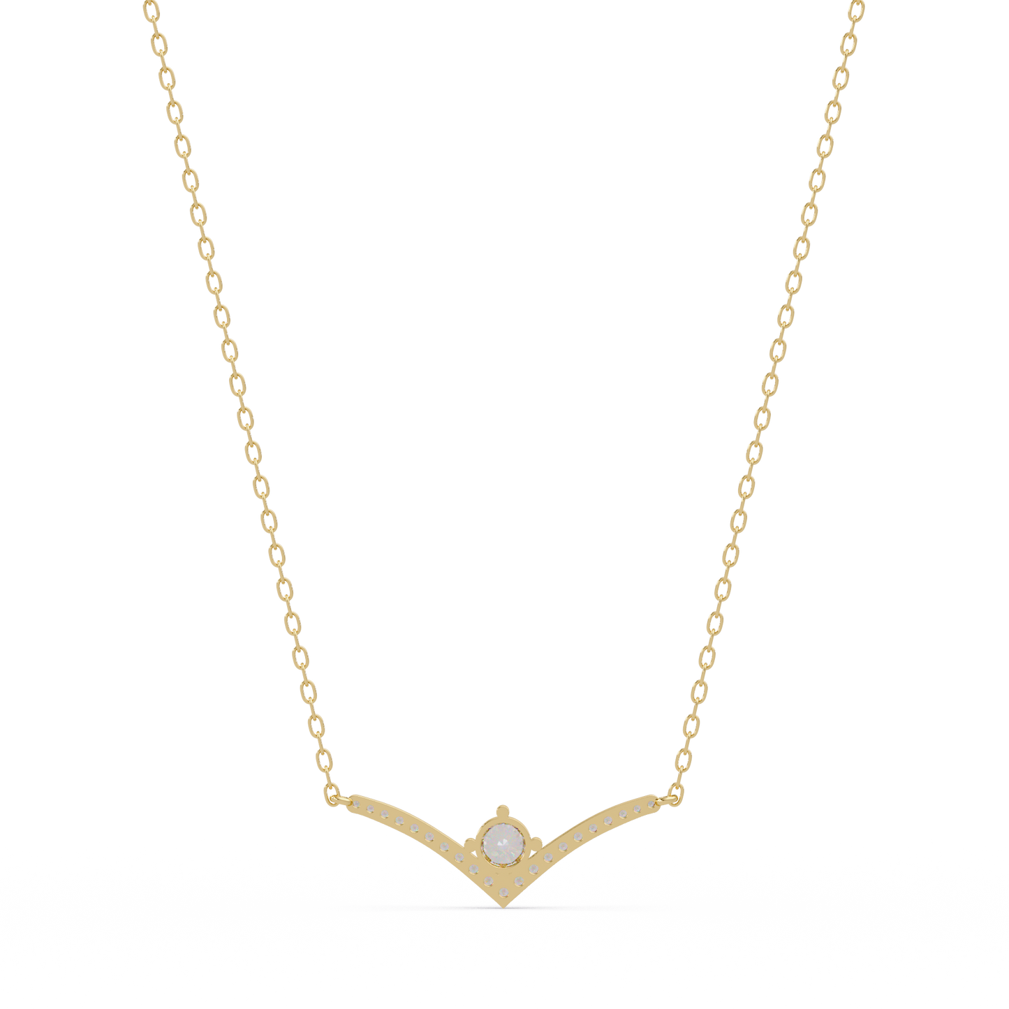 V Curve Lab Grown Diamond Rose Gold Pendant Necklace - HIGHCARAT DIAMONDS