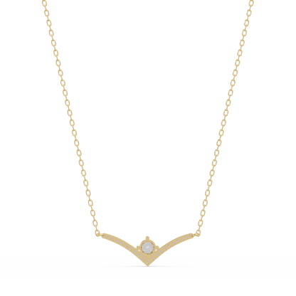 V Curve Lab Grown Diamond Rose Gold Pendant Necklace - HIGHCARAT DIAMONDS
