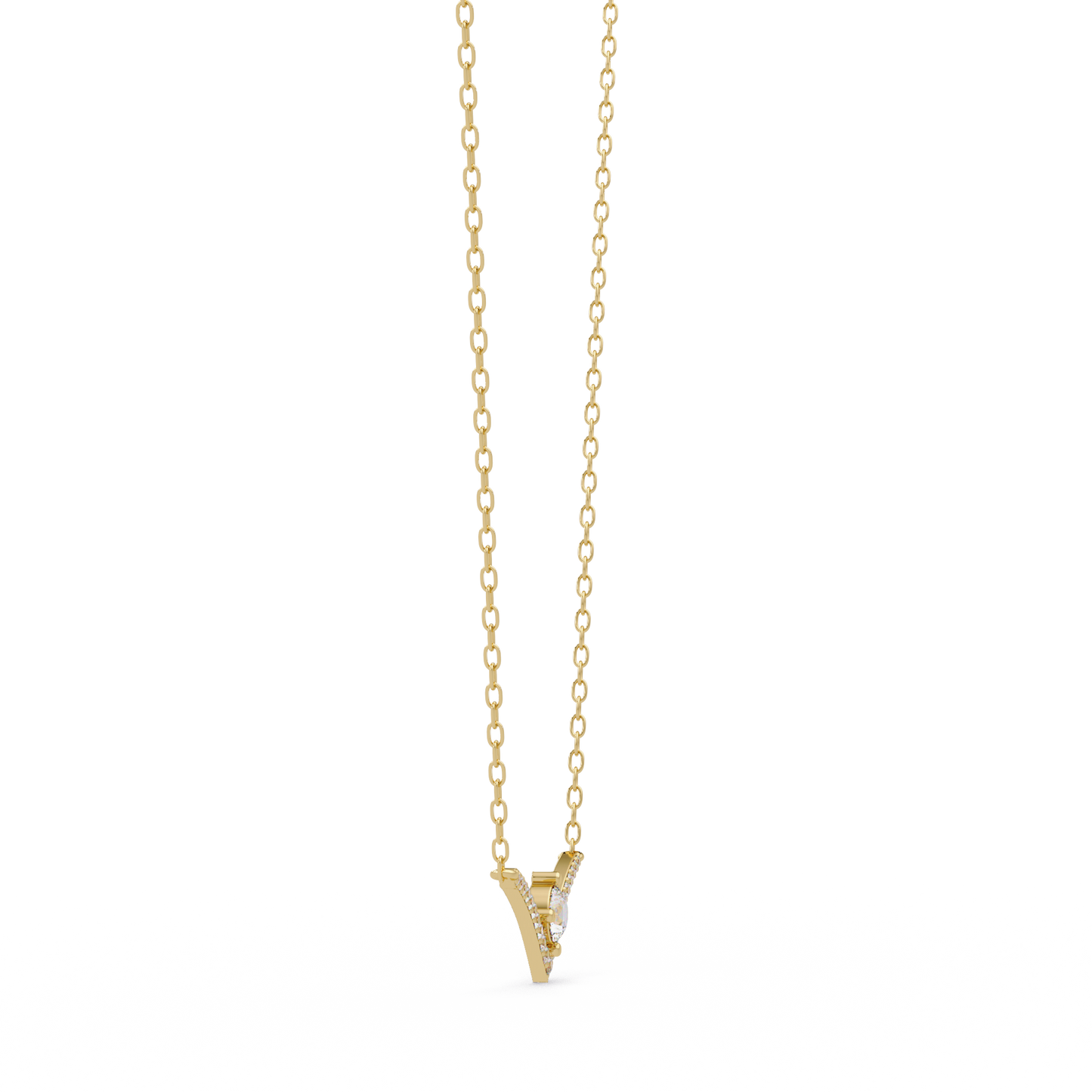 V Curve Lab Grown Diamond Rose Gold Pendant Necklace - HIGHCARAT DIAMONDS