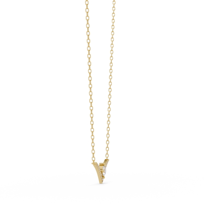 V Curve Lab Grown Diamond Rose Gold Pendant Necklace - HIGHCARAT DIAMONDS