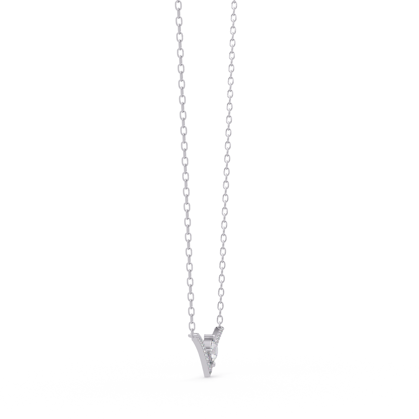 V Curve Lab Grown Diamond Rose Gold Pendant Necklace - HIGHCARAT DIAMONDS