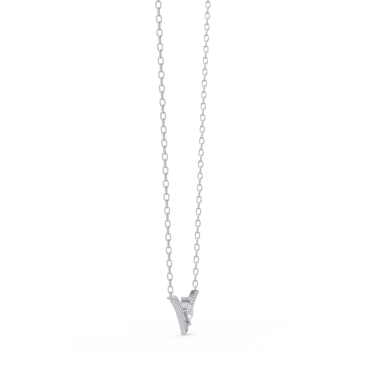 V Curve Lab Grown Diamond Rose Gold Pendant Necklace - HIGHCARAT DIAMONDS