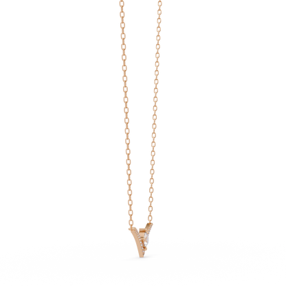 V Curve Lab Grown Diamond Rose Gold Pendant Necklace - HIGHCARAT DIAMONDS