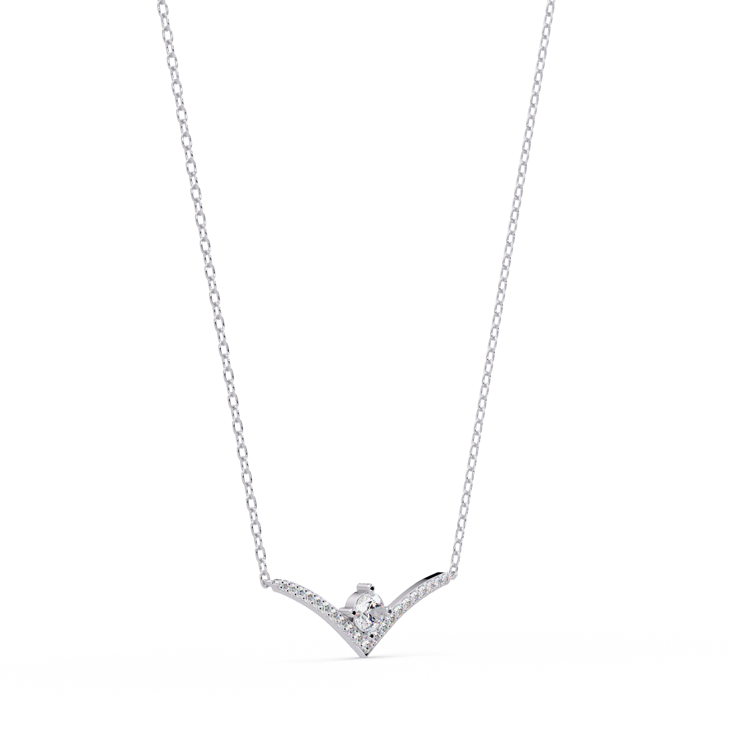 V Curve Lab Grown Diamond Rose Gold Pendant Necklace - HIGHCARAT DIAMONDS