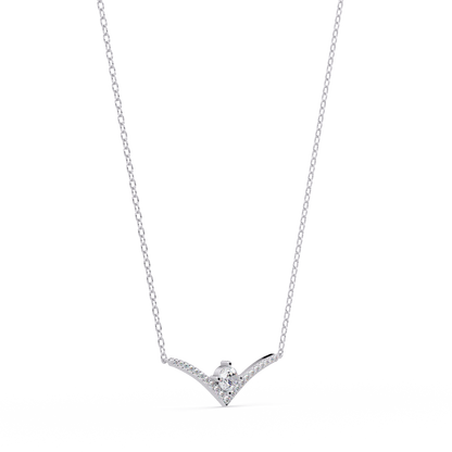 V Curve Lab Grown Diamond Rose Gold Pendant Necklace - HIGHCARAT DIAMONDS
