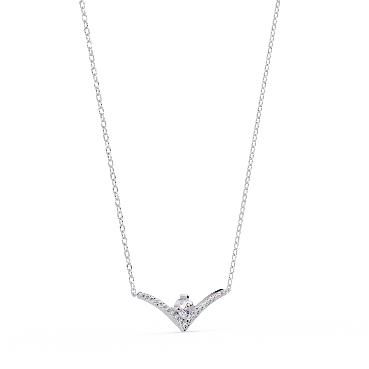 V Curve Lab Grown Diamond Rose Gold Pendant Necklace - HIGHCARAT DIAMONDS