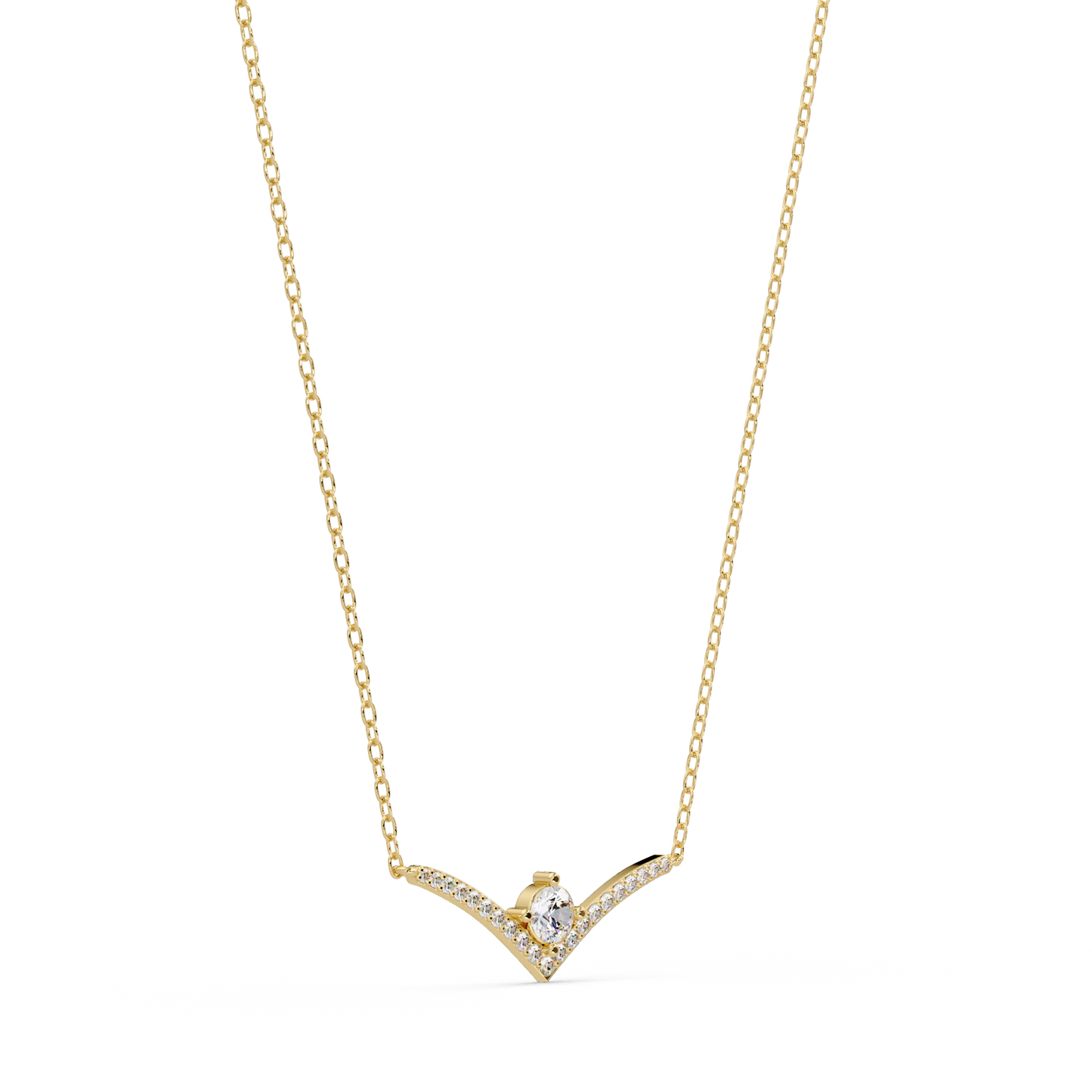 V Curve Lab Grown Diamond Rose Gold Pendant Necklace - HIGHCARAT DIAMONDS