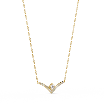 V Curve Lab Grown Diamond Rose Gold Pendant Necklace - HIGHCARAT DIAMONDS