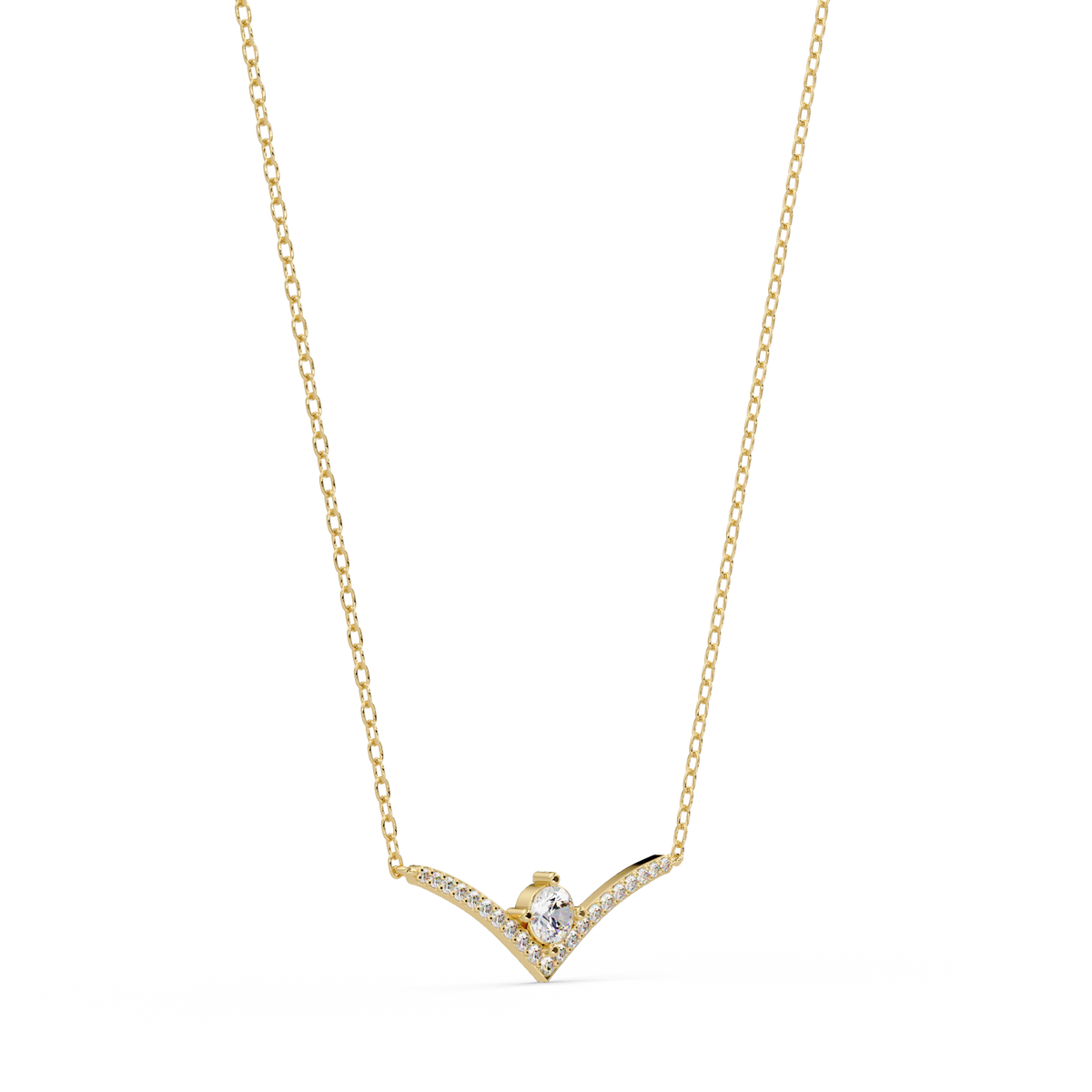 V Curve Lab Grown Diamond Rose Gold Pendant Necklace - HIGHCARAT DIAMONDS