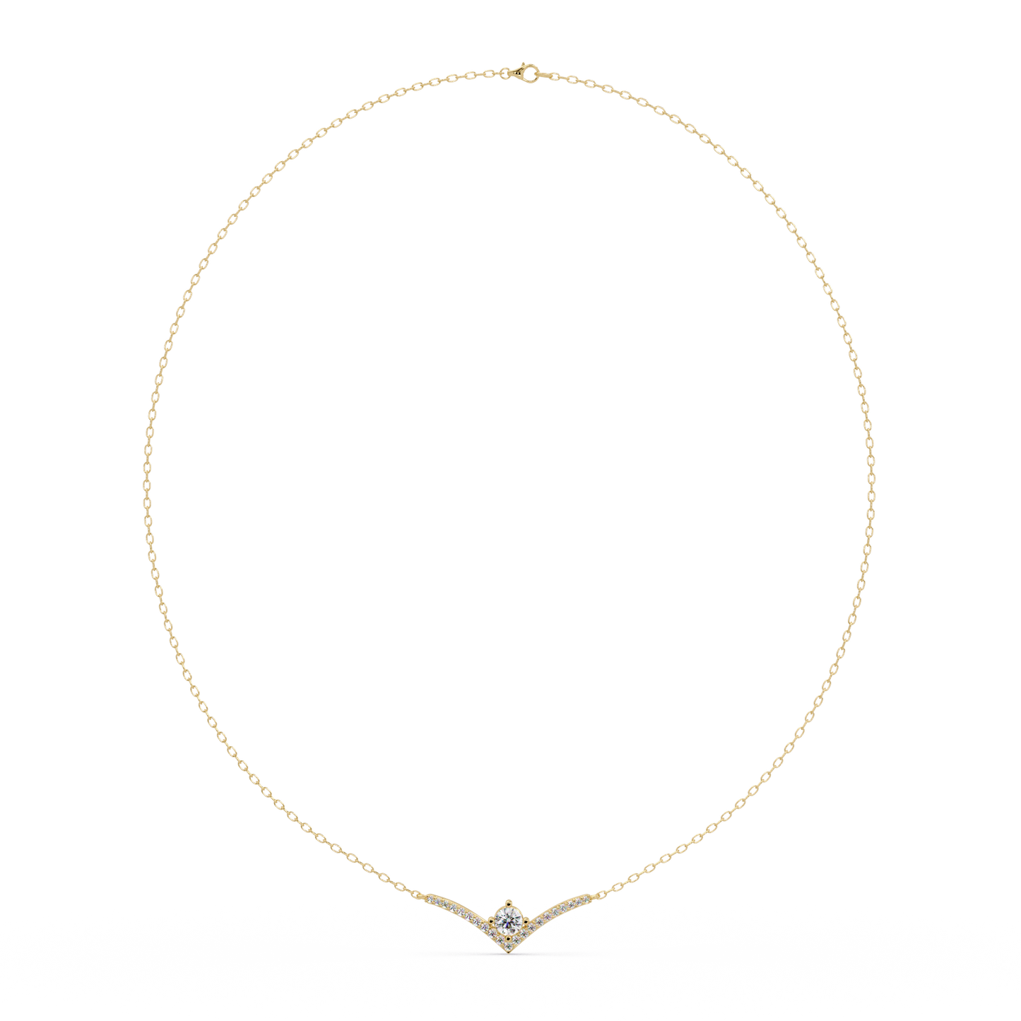 V Curve Lab Grown Diamond Rose Gold Pendant Necklace - HIGHCARAT DIAMONDS