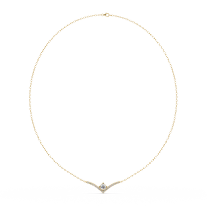V Curve Lab Grown Diamond Rose Gold Pendant Necklace - HIGHCARAT DIAMONDS