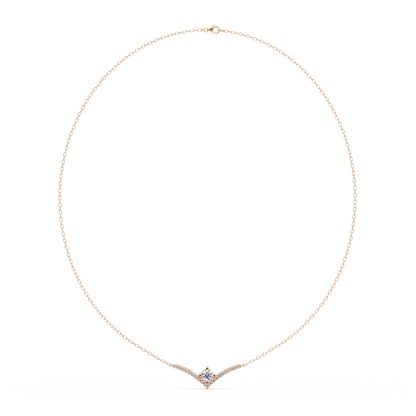 V Curve Lab Grown Diamond Rose Gold Pendant Necklace - HIGHCARAT DIAMONDS