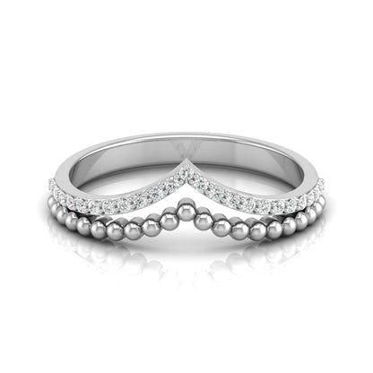 V Shape Crown Diamond Ring Beaded Band Design Dainty Wedding Ring For Her - HIGHCARAT DIAMONDS