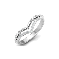 V Shape Crown Diamond Ring Beaded Band Design Dainty Wedding Ring For Her - HIGHCARAT DIAMONDS