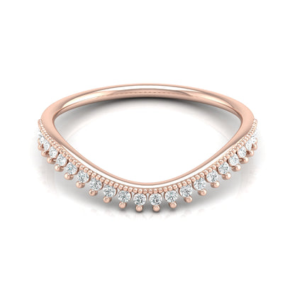 V-Shaped Diamond Band Ring 22 Stone Curved Design For Stacking Or Bridal Set - HIGHCARAT DIAMONDS