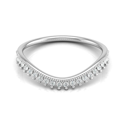 V-Shaped Diamond Band Ring 22 Stone Curved Design For Stacking Or Bridal Set - HIGHCARAT DIAMONDS