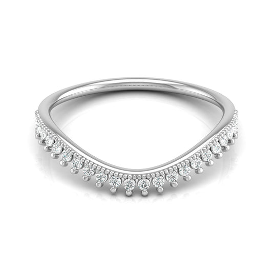 V-Shaped Diamond Band Ring 22 Stone Curved Design For Stacking Or Bridal Set - HIGHCARAT DIAMONDS