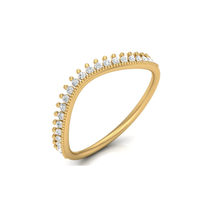V-Shaped Diamond Band Ring 22 Stone Curved Design For Stacking Or Bridal Set - HIGHCARAT DIAMONDS