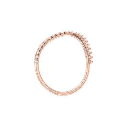 V-Shaped Diamond Band Ring 22 Stone Curved Design For Stacking Or Bridal Set - HIGHCARAT DIAMONDS