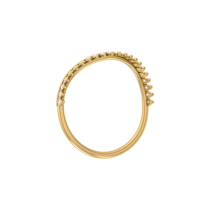 V-Shaped Diamond Band Ring 22 Stone Curved Design For Stacking Or Bridal Set - HIGHCARAT DIAMONDS