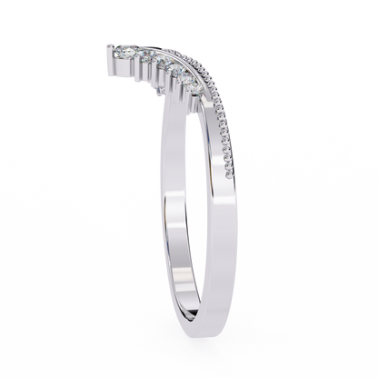 Vintage  Round Cut  Diamond V Shape Unique Cluster Stacking Prong Set Promise Band For Women's - HIGHCARAT DIAMONDS