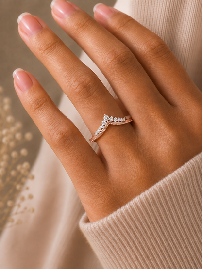 V Shaped Round Cut Lab Grown Diamond Cluster Band - HIGHCARAT DIAMONDS