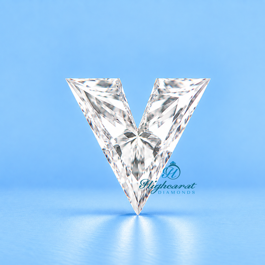 Alphabet V shaped lab grown diamond front view