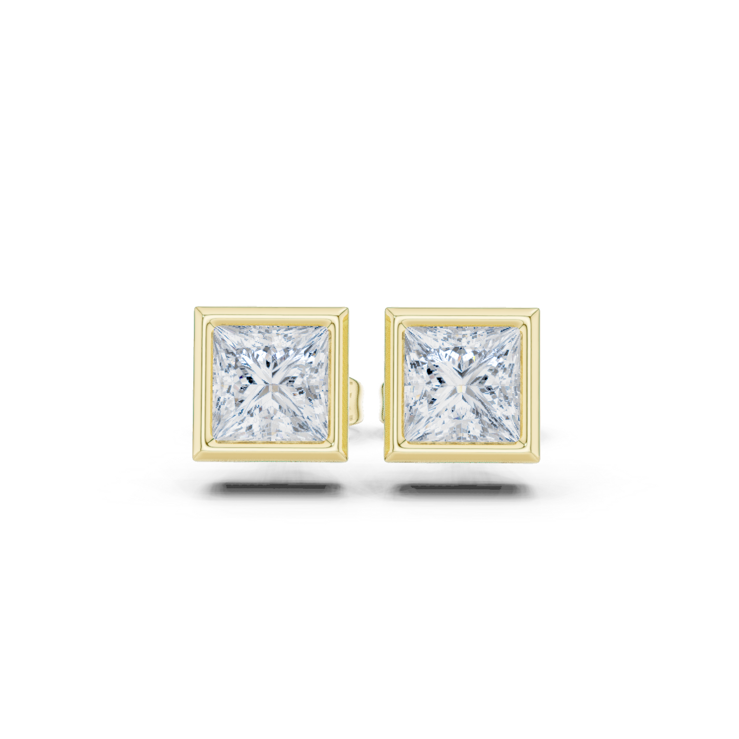 Vintage 1.00Ct Princess Cut Lab Grown Diamond Elegant Dainty Bezel Set Stud Earring Gift For Her - HIGHCARAT DIAMONDS