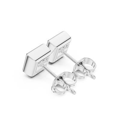 Vintage 1.00Ct Princess Cut Lab Grown Diamond Elegant Dainty Bezel Set Stud Earring Gift For Her - HIGHCARAT DIAMONDS