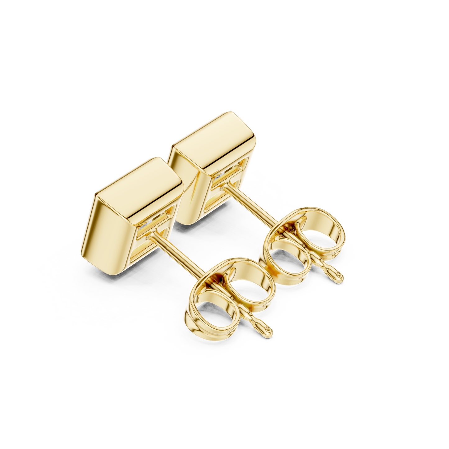 Vintage 1.00Ct Princess Cut Lab Grown Diamond Elegant Dainty Bezel Set Stud Earring Gift For Her - HIGHCARAT DIAMONDS