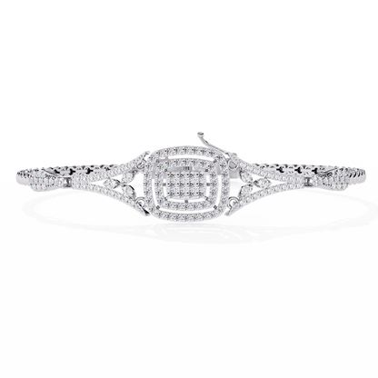 Vintage 1.07Ct Round Cut Lab Grown Diamond Antique Minimalist Perfect Sparkling Bridesmaid Cuff Bracelet - HIGHCARAT DIAMONDS