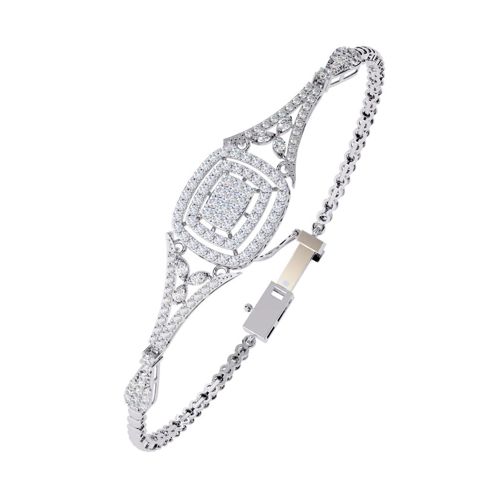 Vintage 1.07Ct Round Cut Lab Grown Diamond Antique Minimalist Perfect Sparkling Bridesmaid Cuff Bracelet - HIGHCARAT DIAMONDS