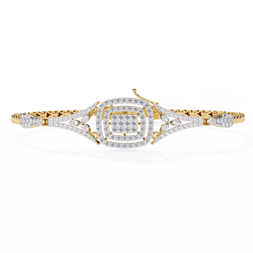Vintage 1.07Ct Round Cut Lab Grown Diamond Antique Minimalist Perfect Sparkling Bridesmaid Cuff Bracelet - HIGHCARAT DIAMONDS