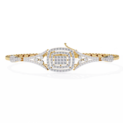 Vintage 1.07Ct Round Cut Lab Grown Diamond Antique Minimalist Perfect Sparkling Bridesmaid Cuff Bracelet - HIGHCARAT DIAMONDS