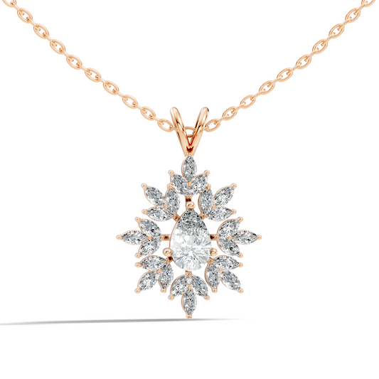 Vintage 1.30 CT Pear Cut Labgrown Diamond Pendant Necklace In 14K Gold Jewelry