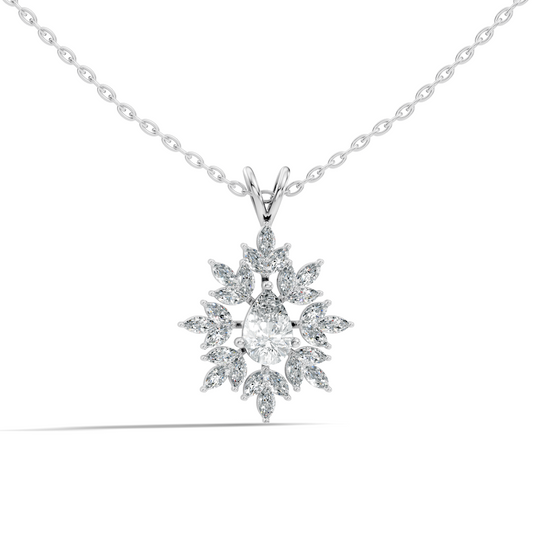 Vintage 1.30 CT Pear Cut Labgrown Diamond Pendant Necklace In 14K Gold Jewelry