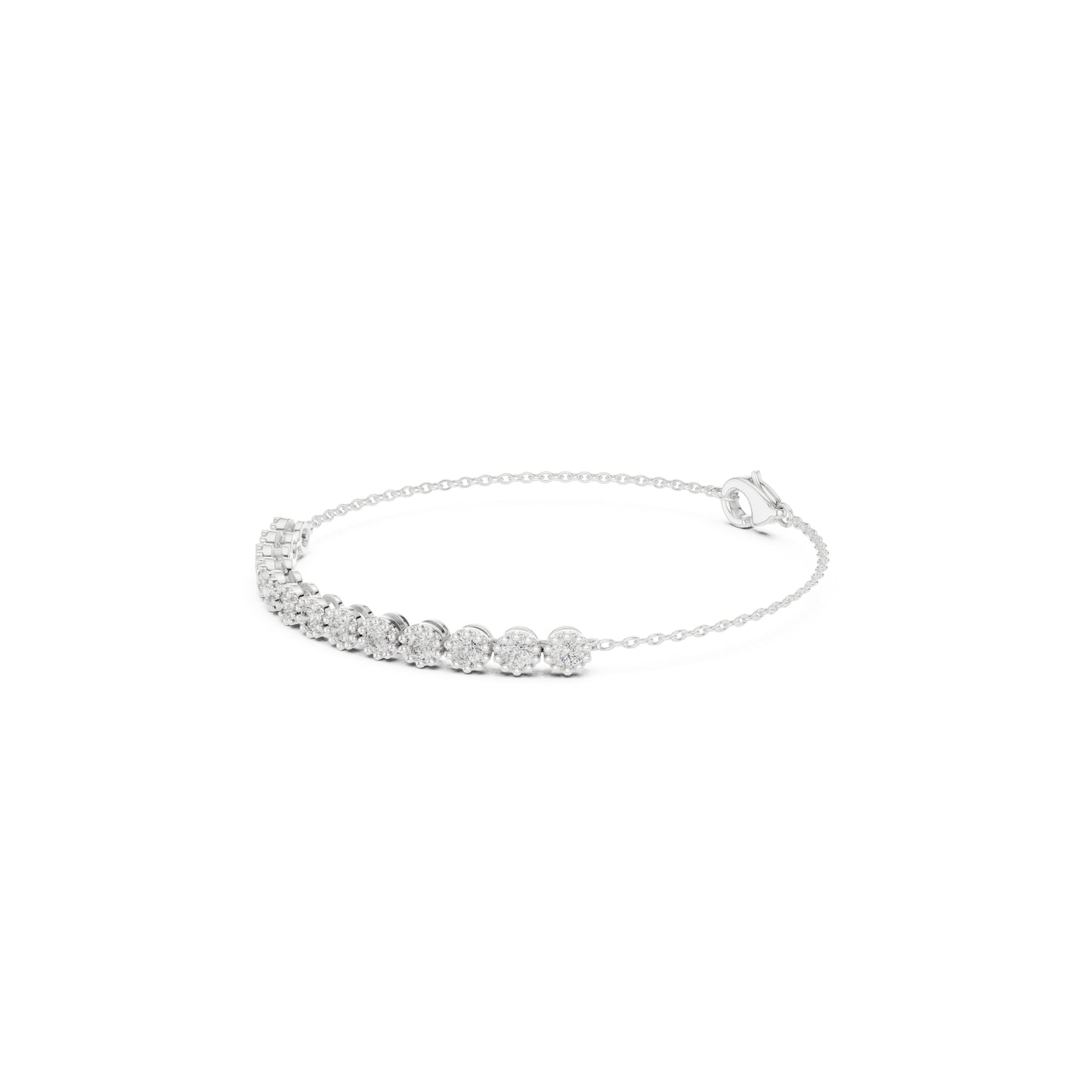 Vintage 1.43Ct Round Cut Natural Diamond Unique Minimalist Dainty Perfect Statement Charm Bracelet Gift For Her - HIGHCARAT DIAMONDS