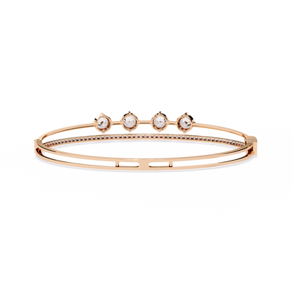 Vintage 2.32Ct Round Cut White Colorless Diamond Prong Set Sparkling Perfect Dainty Party Wear Bangle - HIGHCARAT DIAMONDS