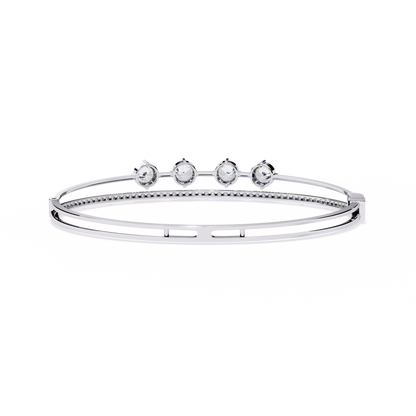 Vintage 2.32Ct Round Cut White Colorless Diamond Prong Set Sparkling Perfect Dainty Party Wear Bangle - HIGHCARAT DIAMONDS