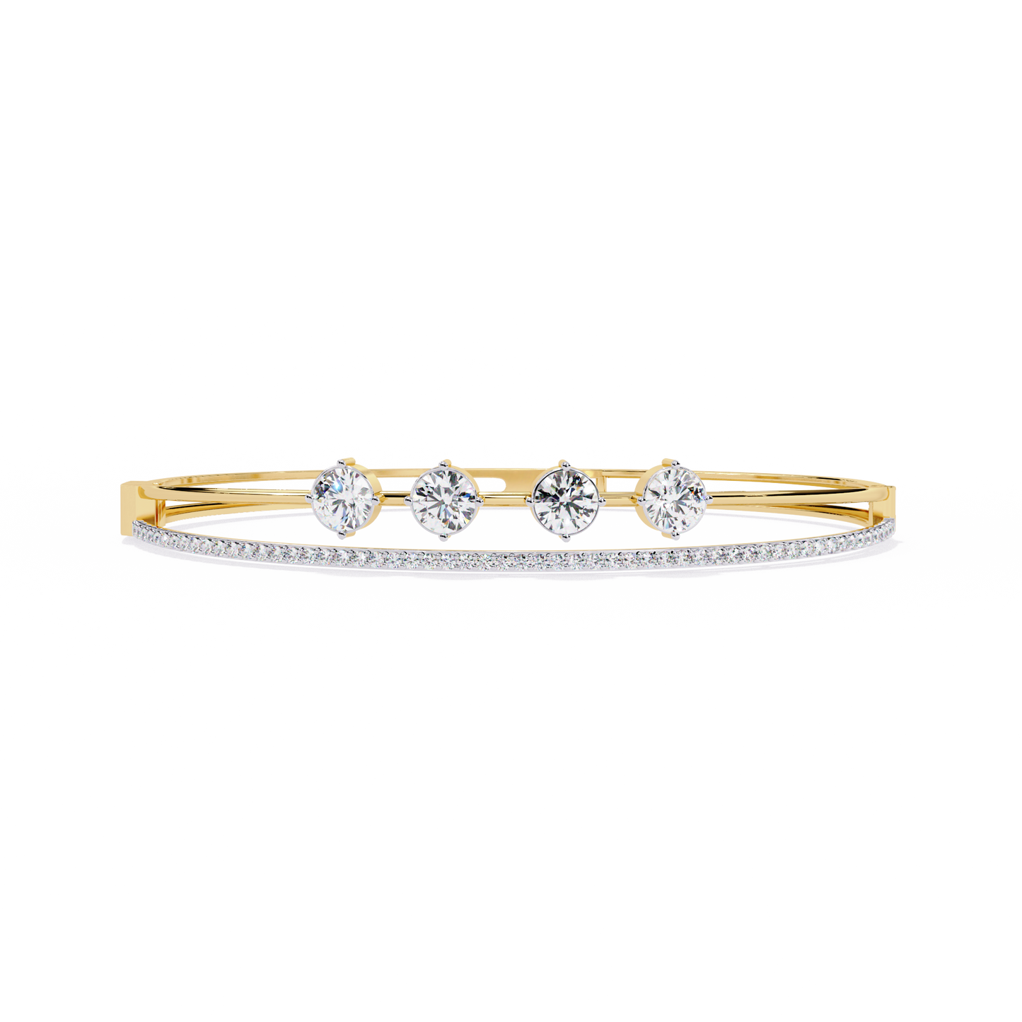Vintage 2.32Ct Round Cut White Colorless Diamond Prong Set Sparkling Perfect Dainty Party Wear Bangle - HIGHCARAT DIAMONDS