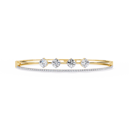 Vintage 2.32Ct Round Cut White Colorless Diamond Prong Set Sparkling Perfect Dainty Party Wear Bangle - HIGHCARAT DIAMONDS