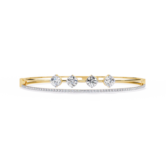Vintage 2.32Ct Round Cut White Colorless Diamond Prong Set Sparkling Perfect Dainty Party Wear Bangle - HIGHCARAT DIAMONDS
