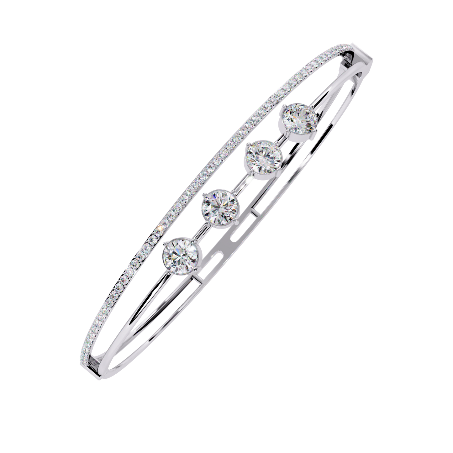 Vintage 2.32Ct Round Cut White Colorless Diamond Prong Set Sparkling Perfect Dainty Party Wear Bangle - HIGHCARAT DIAMONDS