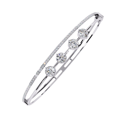 Vintage 2.32Ct Round Cut White Colorless Diamond Prong Set Sparkling Perfect Dainty Party Wear Bangle - HIGHCARAT DIAMONDS