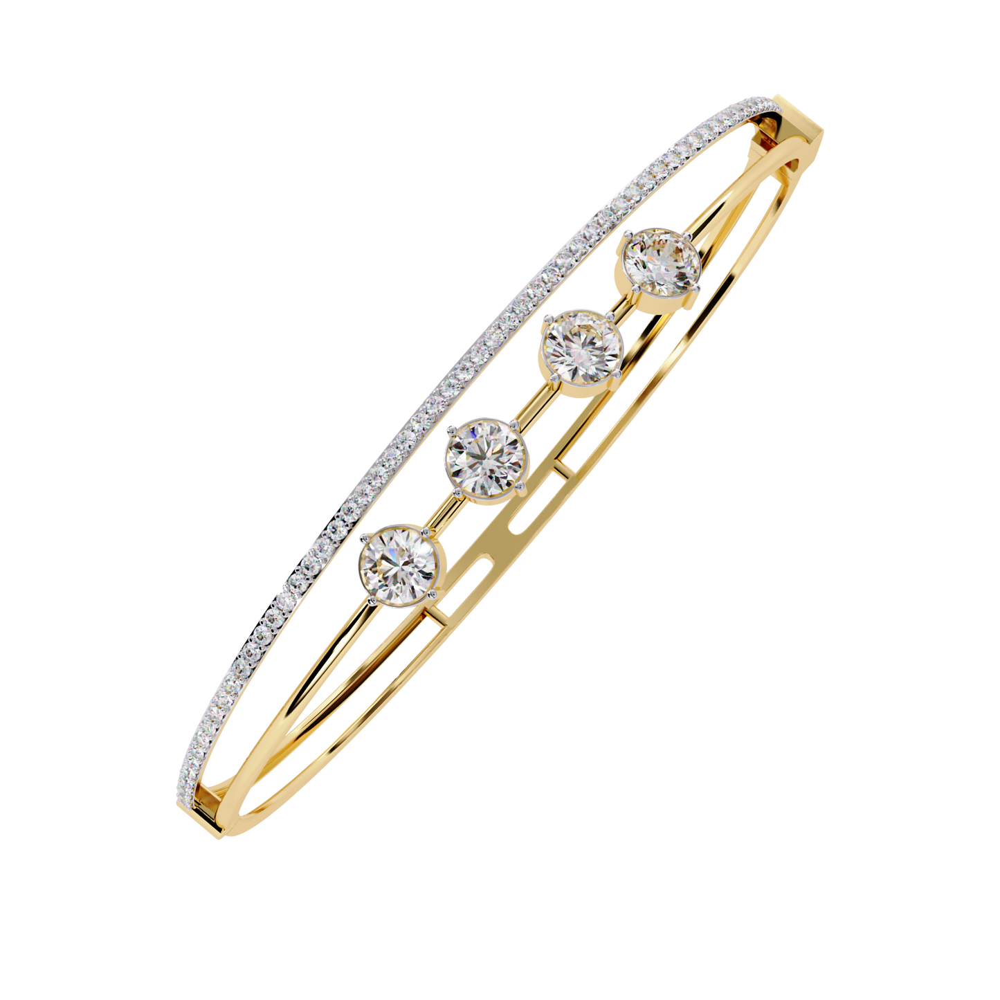 Vintage 2.32Ct Round Cut White Colorless Diamond Prong Set Sparkling Perfect Dainty Party Wear Bangle - HIGHCARAT DIAMONDS