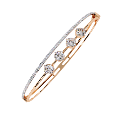 Vintage 2.32Ct Round Cut White Colorless Diamond Prong Set Sparkling Perfect Dainty Party Wear Bangle - HIGHCARAT DIAMONDS