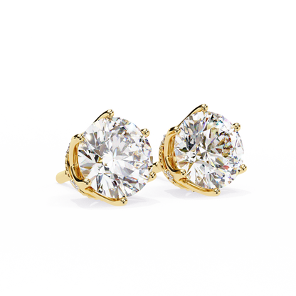 Vintage 2.62Ct Round Cut Diamond Unique 6 Prong Set Art Deco Solitaire Screw Back Stud Earring Gift For Her - HIGHCARAT DIAMONDS