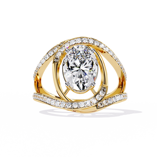 Vintage 7.78Ct Oval and Round Cut White Colorless Diamond  Double Accented Elegant Party Wear Ring for Her - HIGHCARAT DIAMONDS