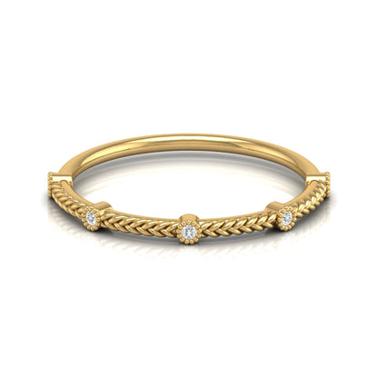 Vintage Art Deco 14 KT Solid Gold Diamond Wedding Band Ring for Women's Timeless Design - HIGHCARAT DIAMONDS