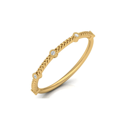 Vintage Art Deco 14 KT Solid Gold Diamond Wedding Band Ring for Women's Timeless Design - HIGHCARAT DIAMONDS